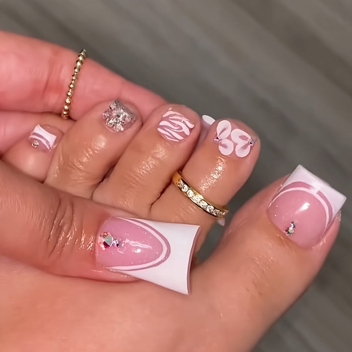 Decorative Floral Press-On Pedicure Set Bowlift