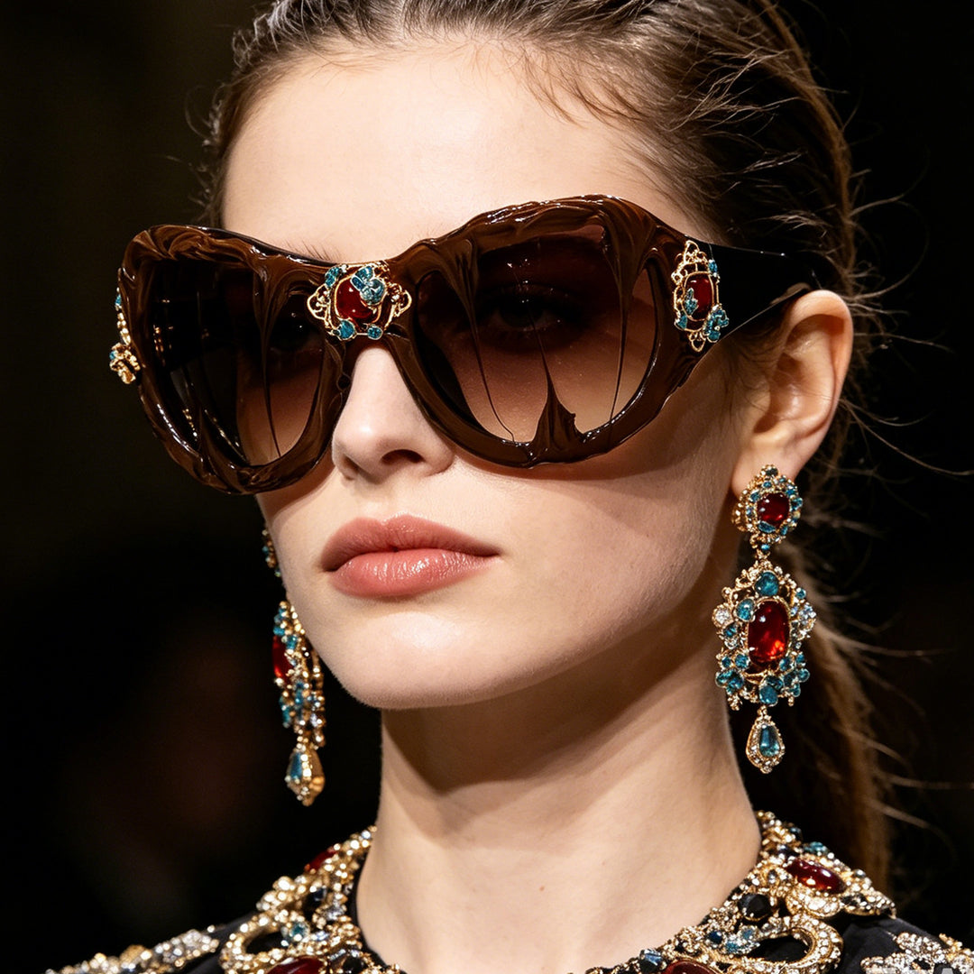 Ladies extravagant sunglasses with floral crystal embellishments Bowlift