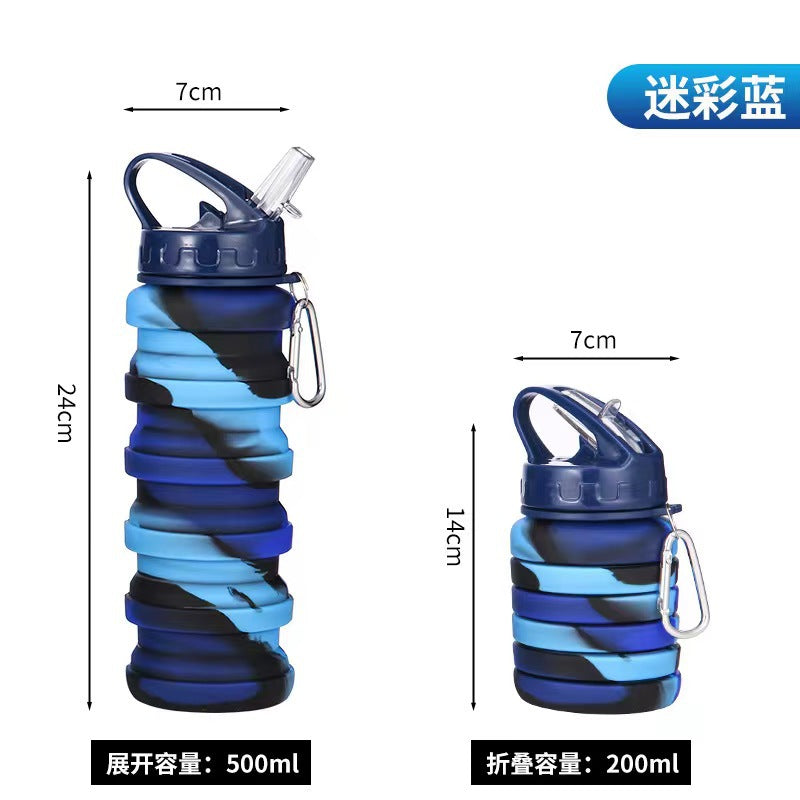 Unisex Collapsible Sports Water Bottle with Carabiner Bowlift