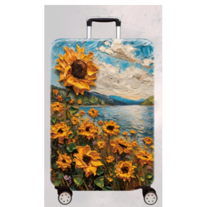 Women's Hard Shell Travel Suitcase with Elegant Lotus Design Bowlift
