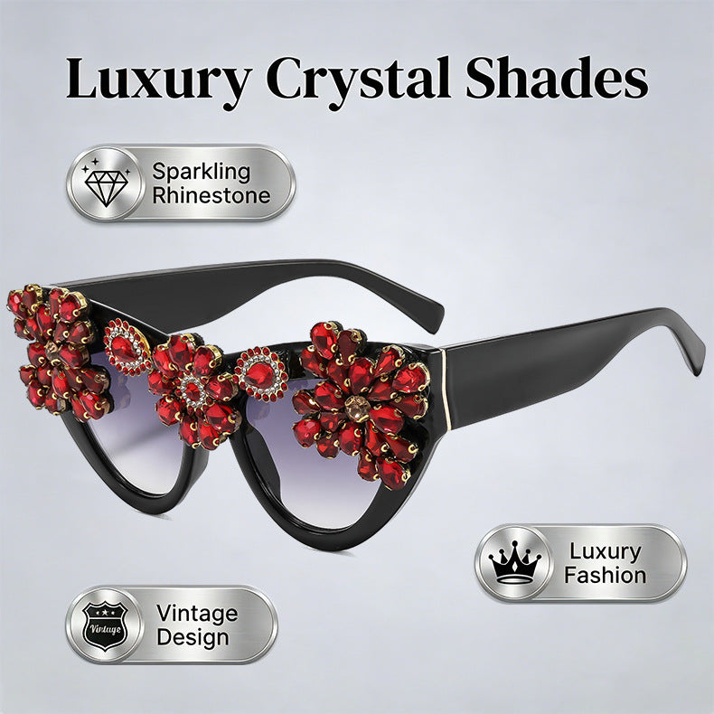 Women extravagantly decorated Cat-Eye sunglasses Bowlift