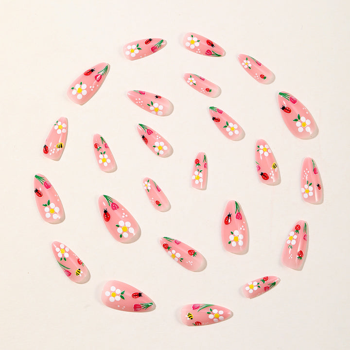 Floral-Themed Stiletto Nail Art Bowlift