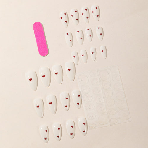 Romantic Heart-Accent Gel Nail Art Extensions Bowlift