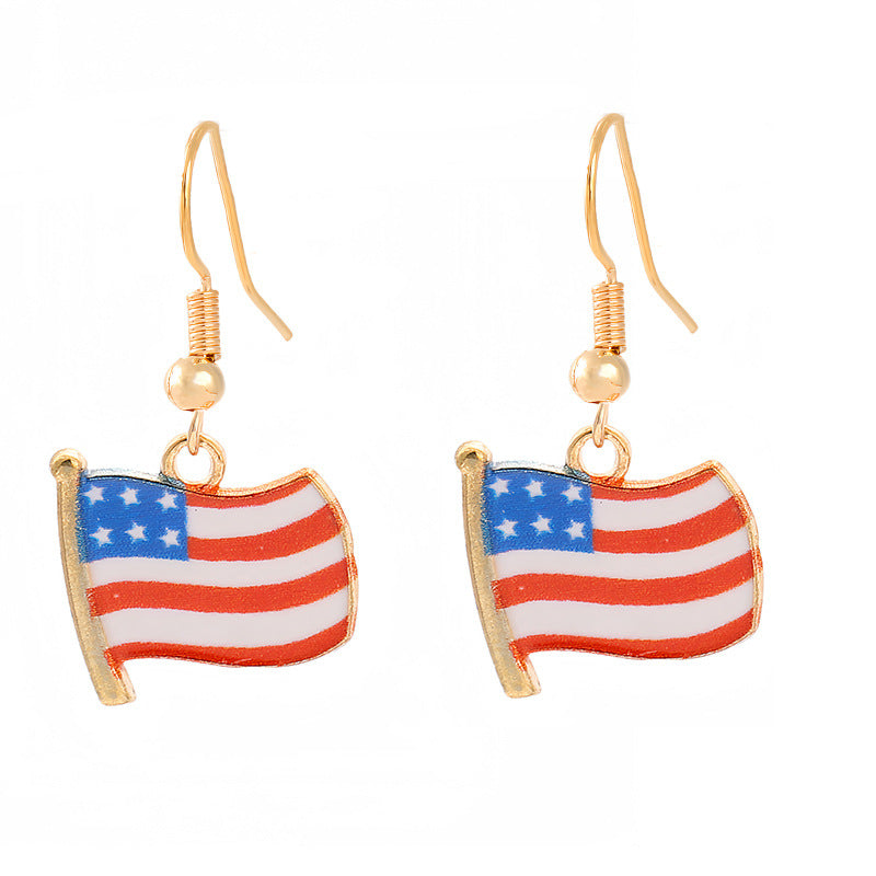Ladies enamel earrings horseshoe with star stripe motif Bowlift