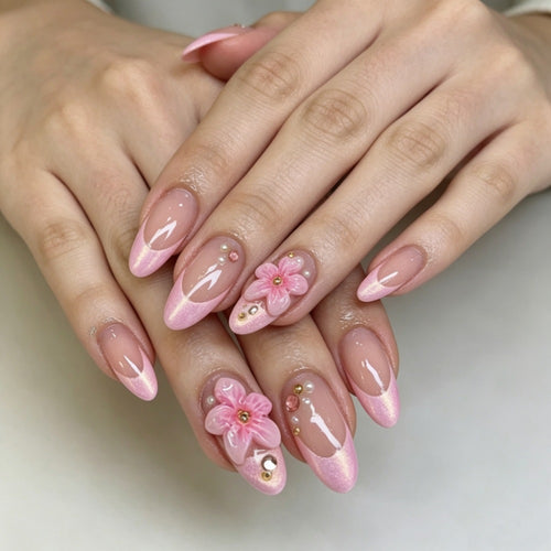 Floral-Embellished Press-On Nail Art Set Bowlift