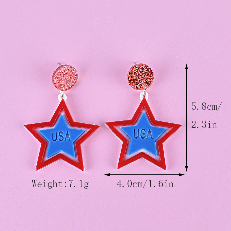 Women's nan triple star dangle glitter resin earrings with hypoallergenic hooks Bowlift