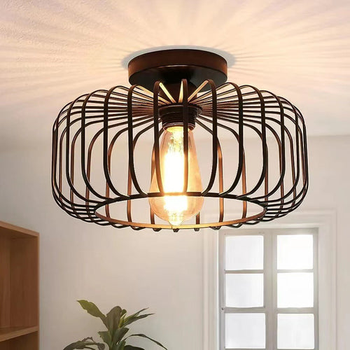 BowLift | Modern Industrial Birdcage Ceiling Lamp Black