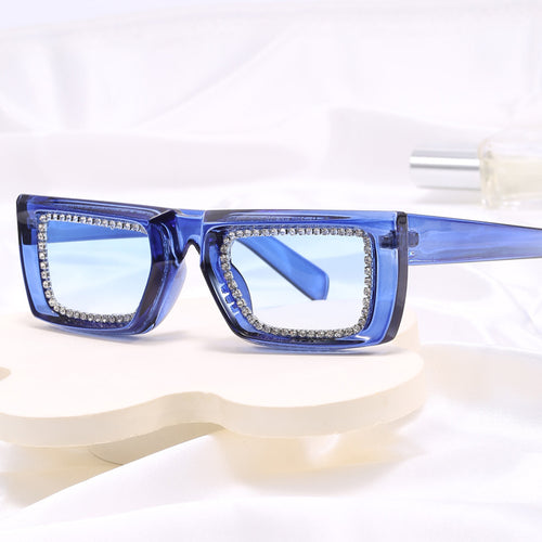 Women extravagant square sunglasses with glittering frame Bowlift