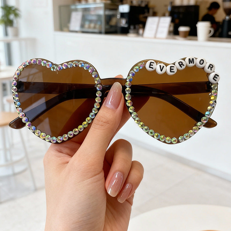 Heart-Shaped Rhinestone-Embellished Sunglasses Bowlift 1787141205