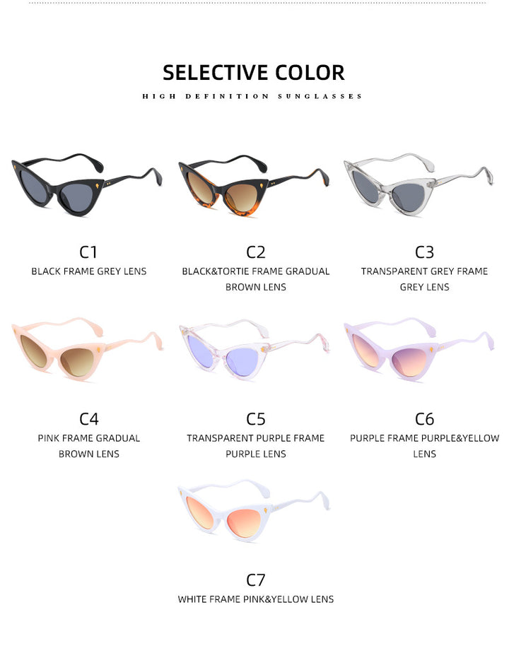 Women's Cat-Eye Sunglasses with Mirrored Lenses and Elegant Detail Bowlift