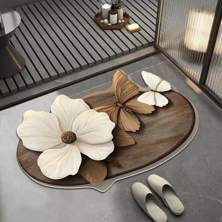 Floral Design Bath Mat Bowlift