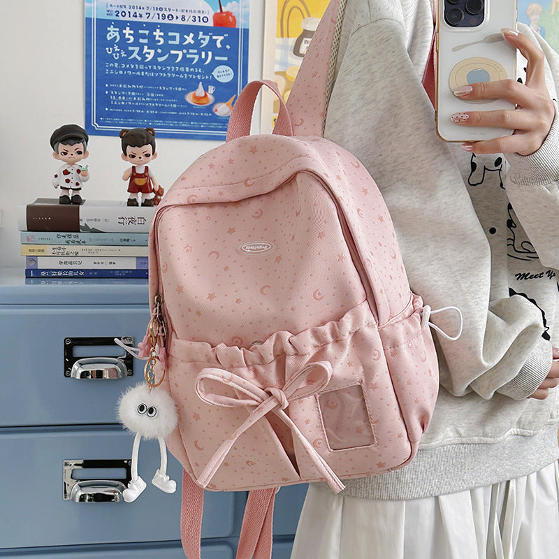 Star-Patterned Drawstring Closure Backpack