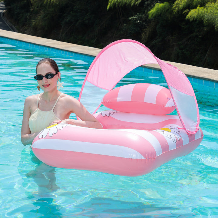 Unisex Inflatable Comfort Pool Lounger with Headrest Bowlift