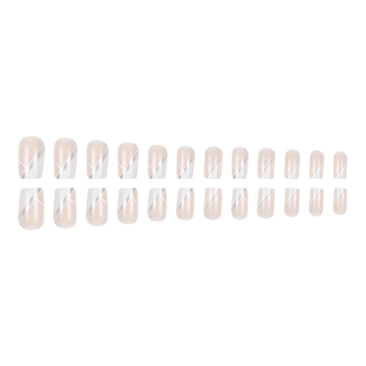 Elegant French Tip Press-On Nails with Sparkling Accents Bowlift
