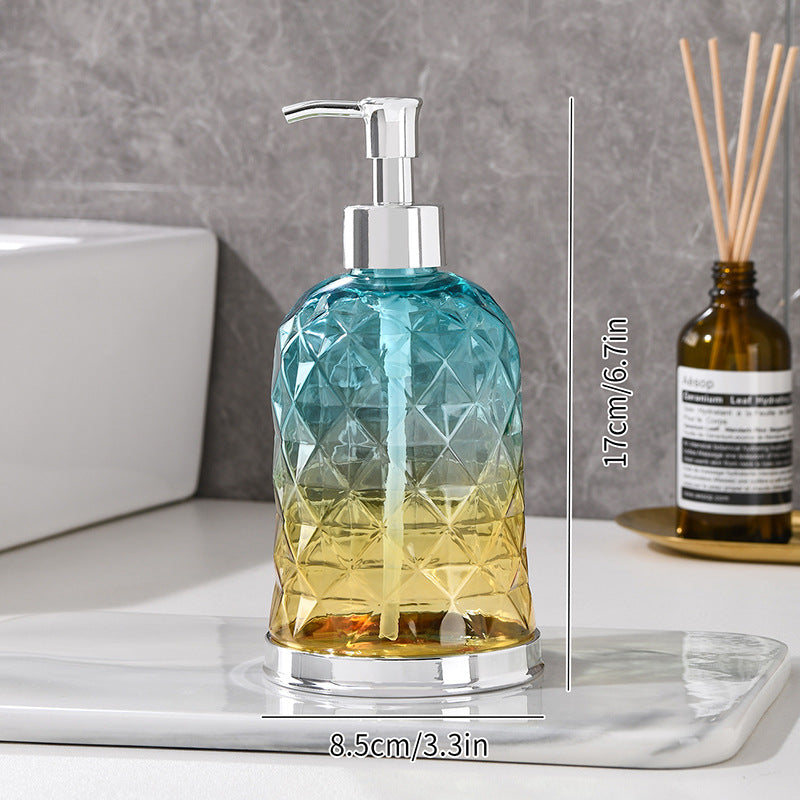 Ribbed Glass Soap Dispenser with Gold Pump Refillable Lotion Bottle Bowlift