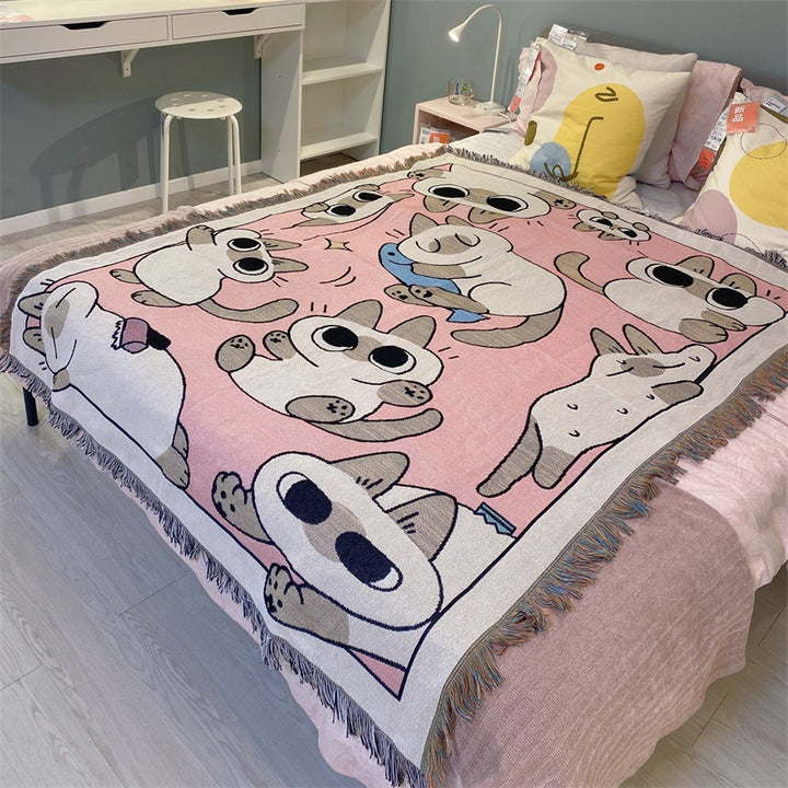 Cozy Cat-Themed Tapestry Throw Blanket
