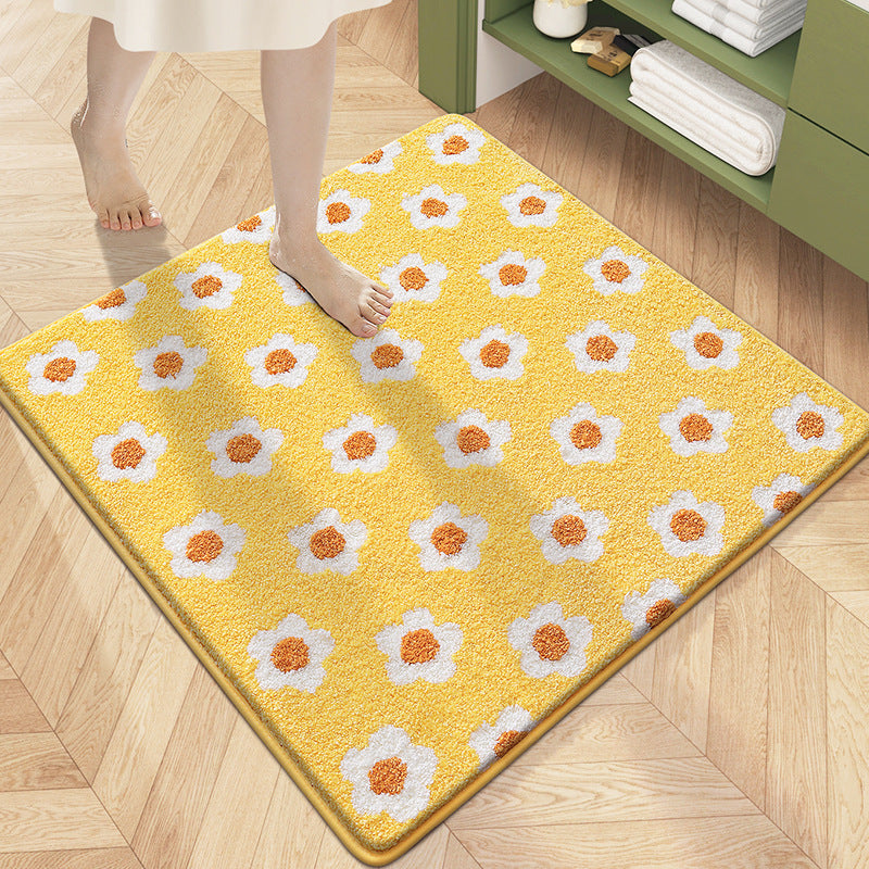 Floral Patterned Plush Bath Mat Bowlift