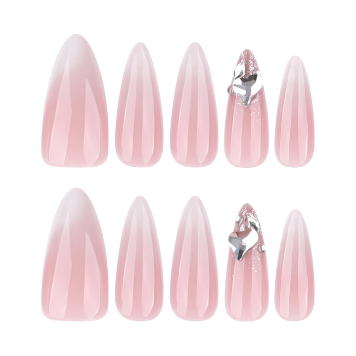 Elegant Stiletto Artificial Nails with Glitter Accents Bowlift