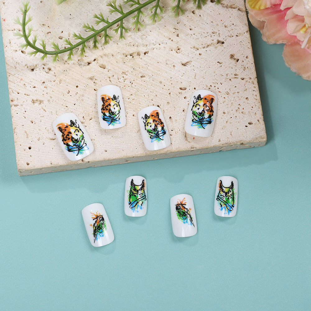 Artistic Animal Motif Press-On Nail Set Bowlift
