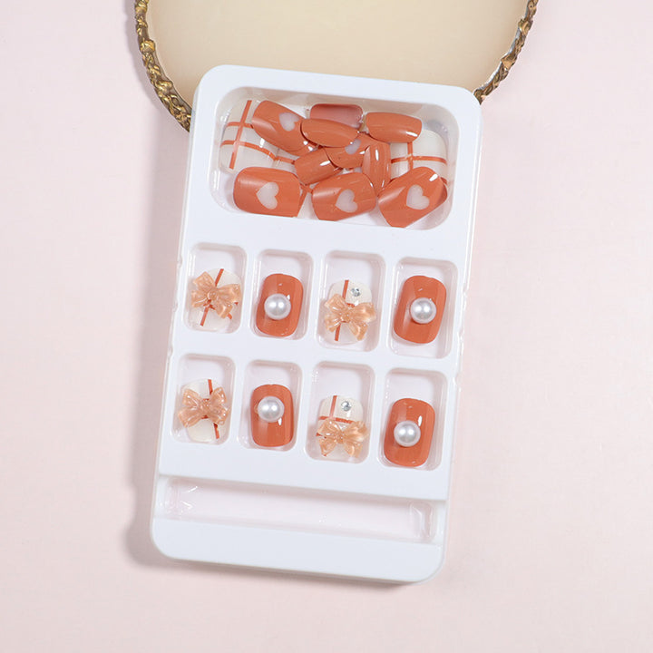 Decorative Press-On Nail Art Set with Bow Accents Bowlift