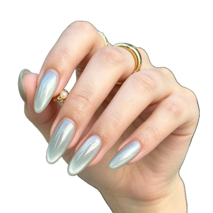 Almond-Shaped Metallic Press-On Nail Set Bowlift