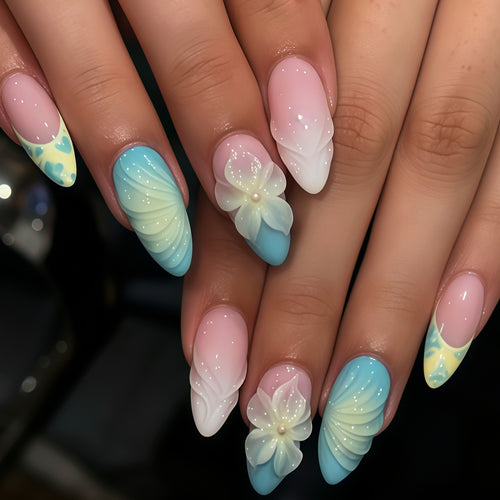 Elegant Floral Sculpted Nail Art Tips Bowlift