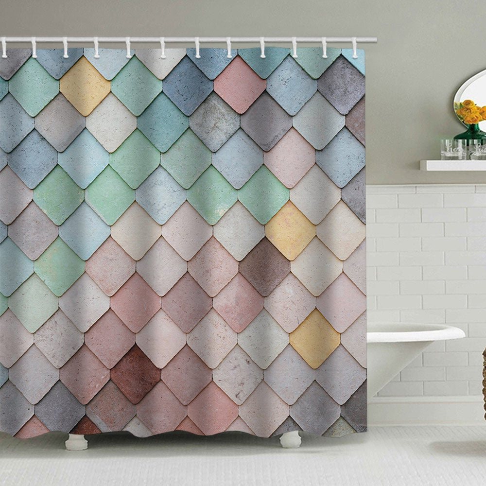 Textured Mosaic Pattern Shower Curtain Bowlift