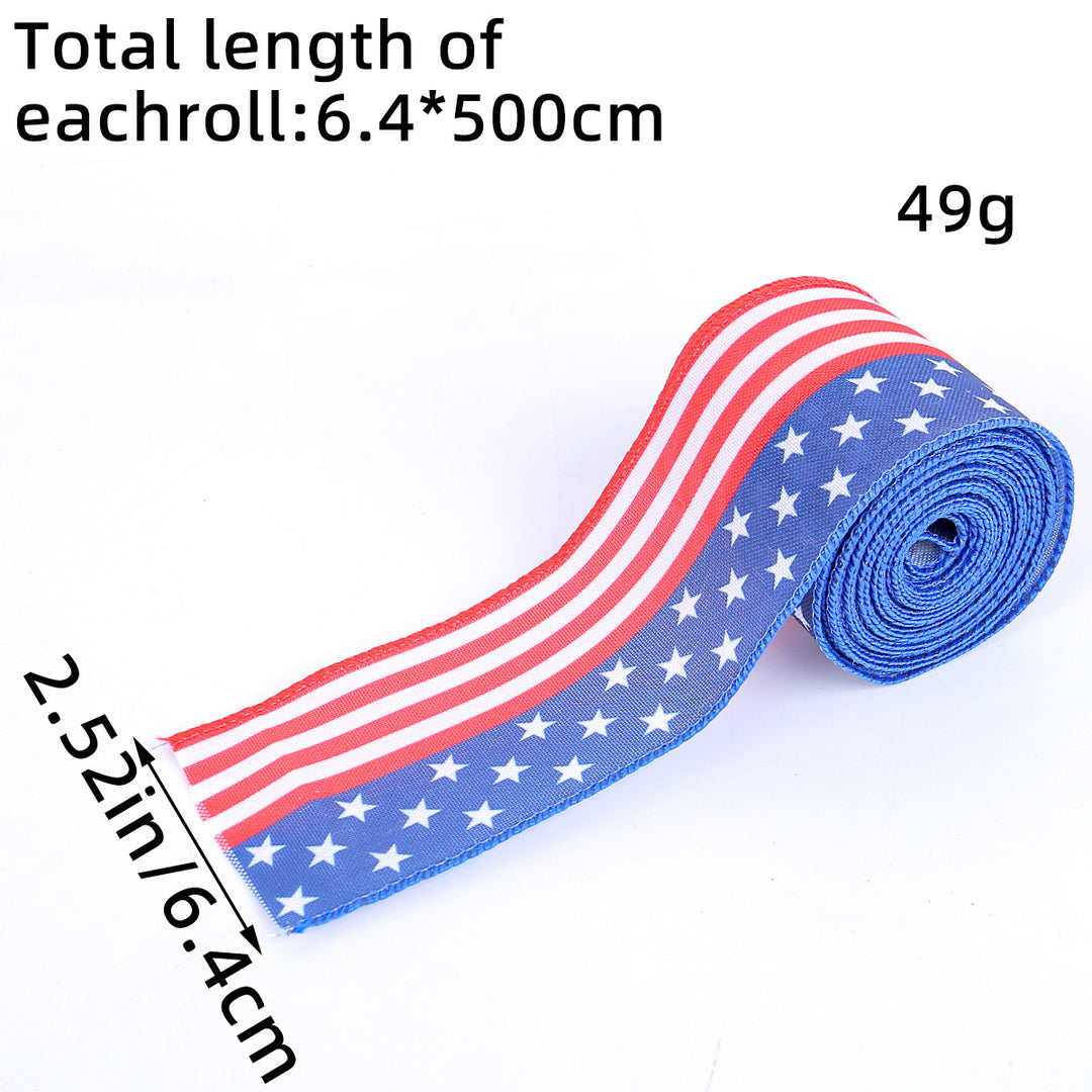 Unisex nan decorative wired Americana craft ribbon set with stars stripes truck and flag print Bowlift