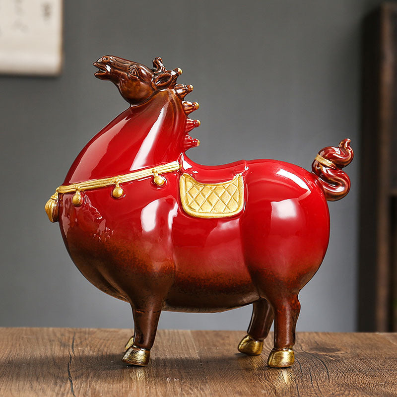 Decorative ceramic horse Bowlift