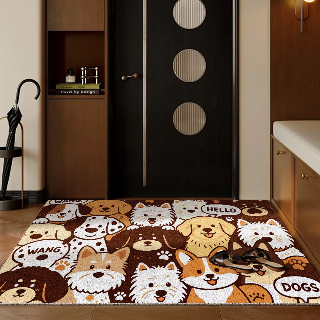 Playful Dog-Themed Non-Slip Area Mat