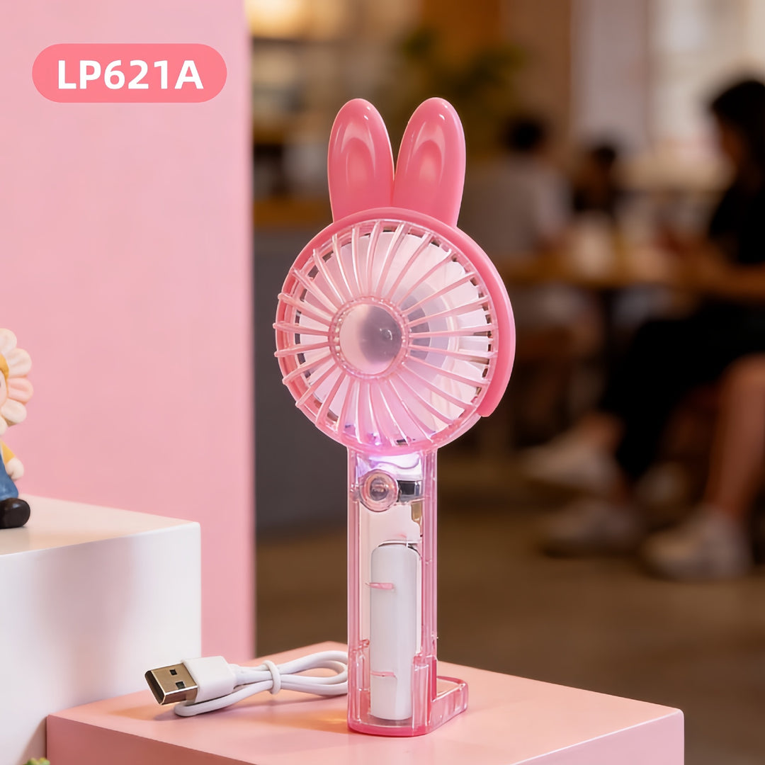 Women's Portable Hand Fan with Cute Rabbit Design Bowlift