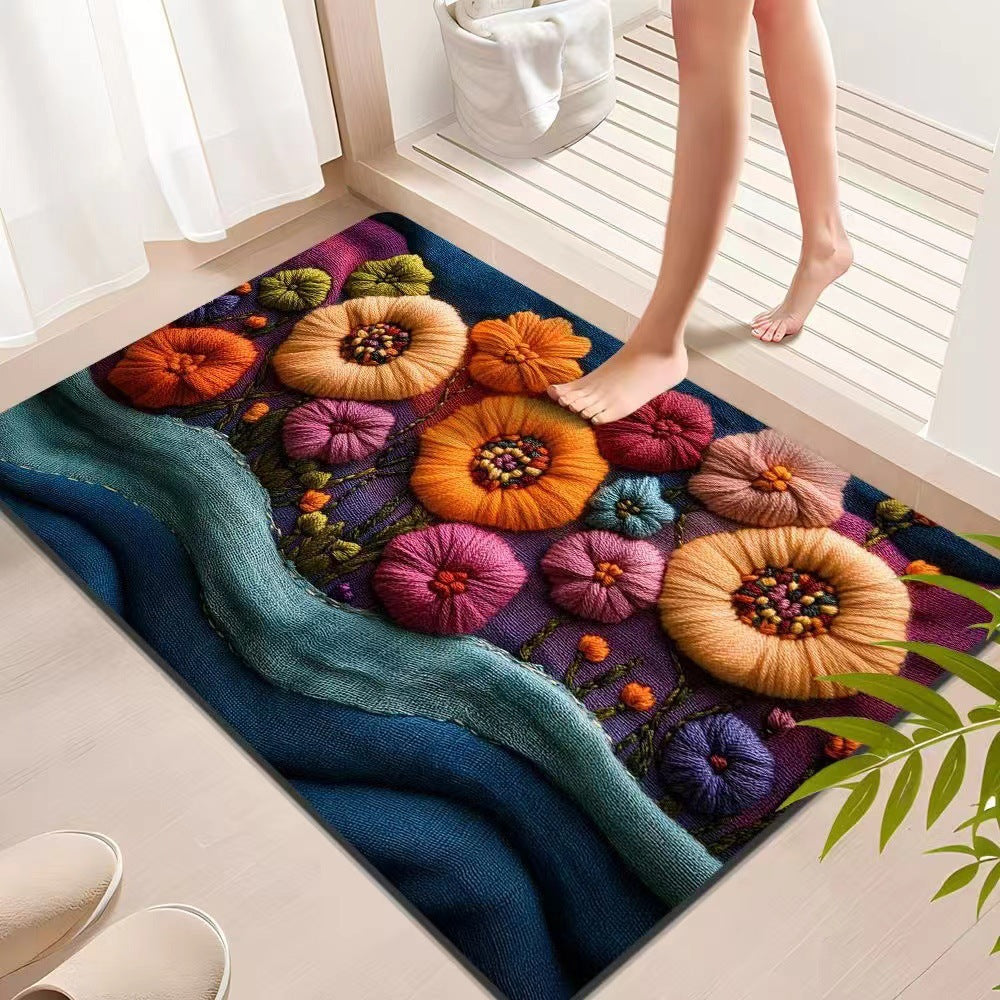 Floral Textured Indoor Mat Bowlift