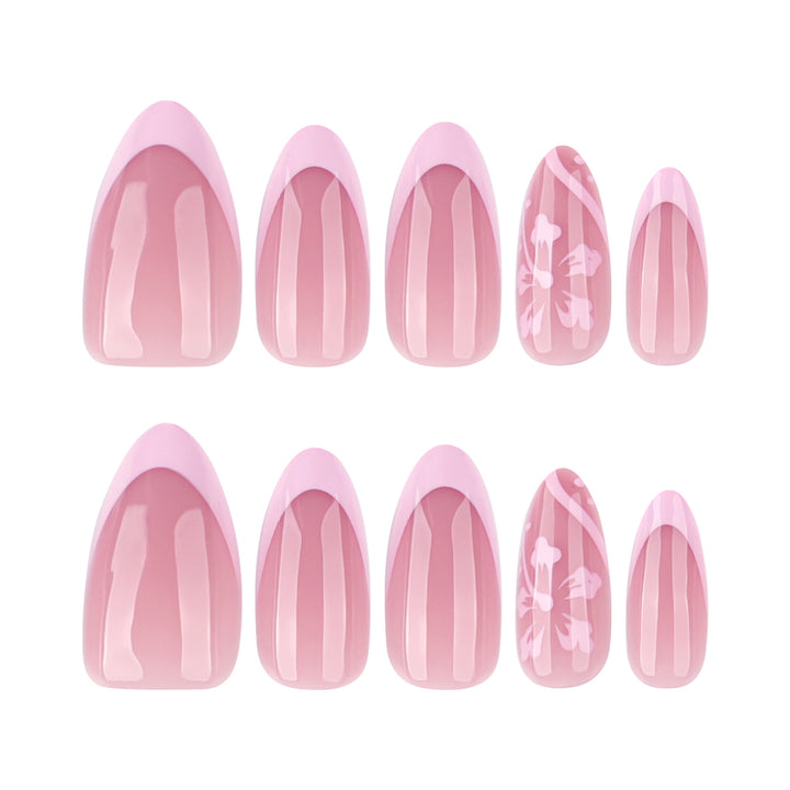 Elegant Artificial Nails with Flower Design Bowlift