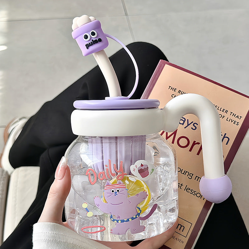 Women’s creative drinking bottle with integrated silicone straw Bowlift