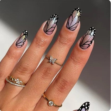 Artistic Butterfly Design Press-On Nails Bowlift