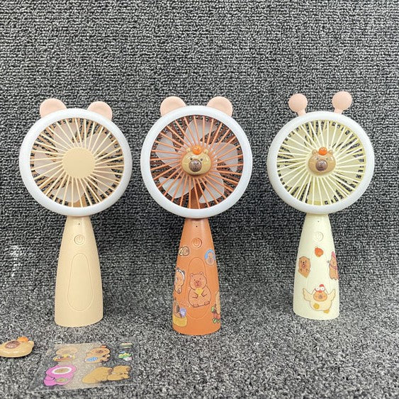 Unisex Portable Hand Fan with LED Lighting and Animal Design Bowlift
