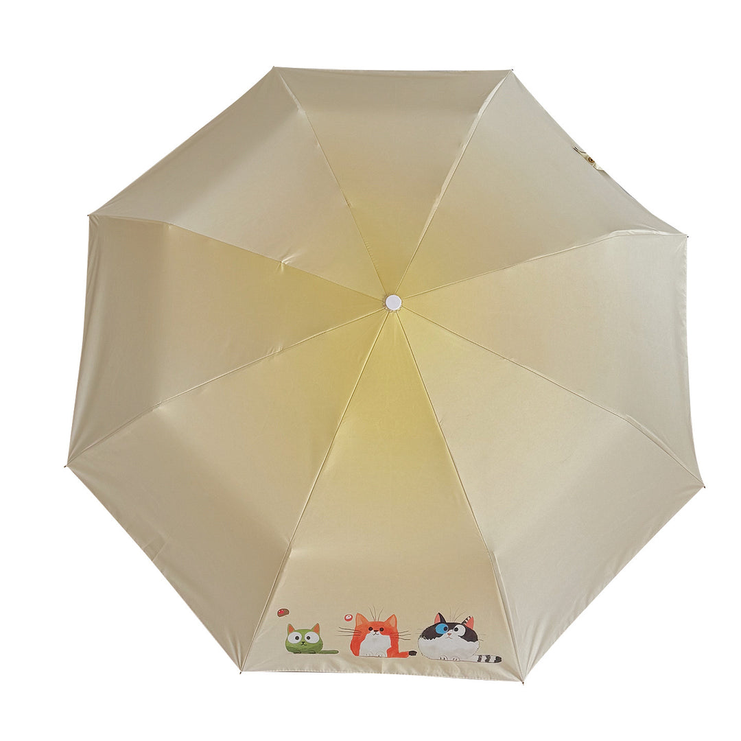 Ladies Folding Umbrella with Loving Animal Designs Bowlift