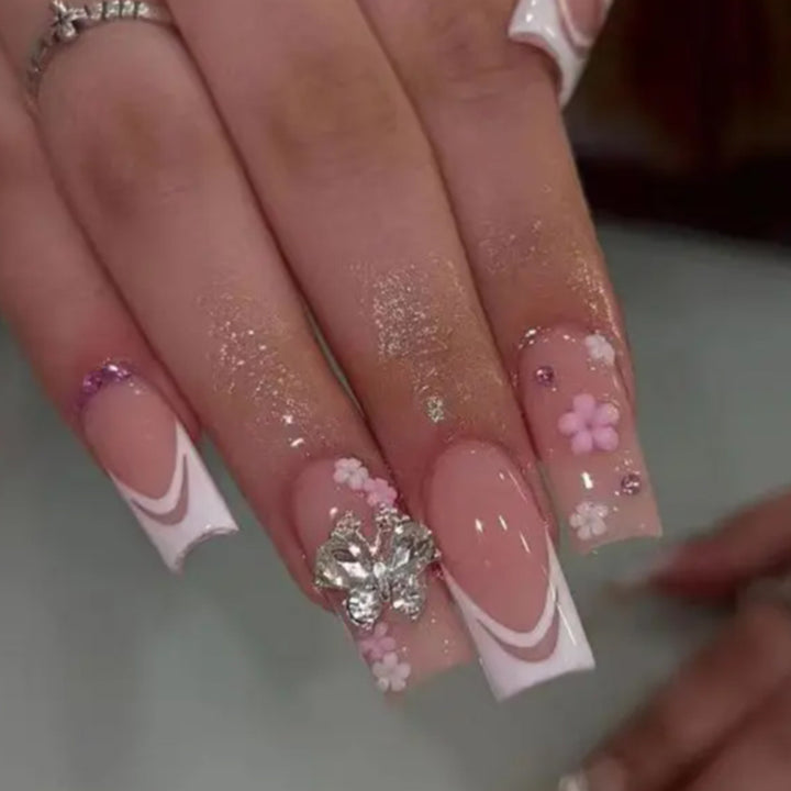 Ornate Butterfly-Inspired Acrylic Nail Extensions Bowlift