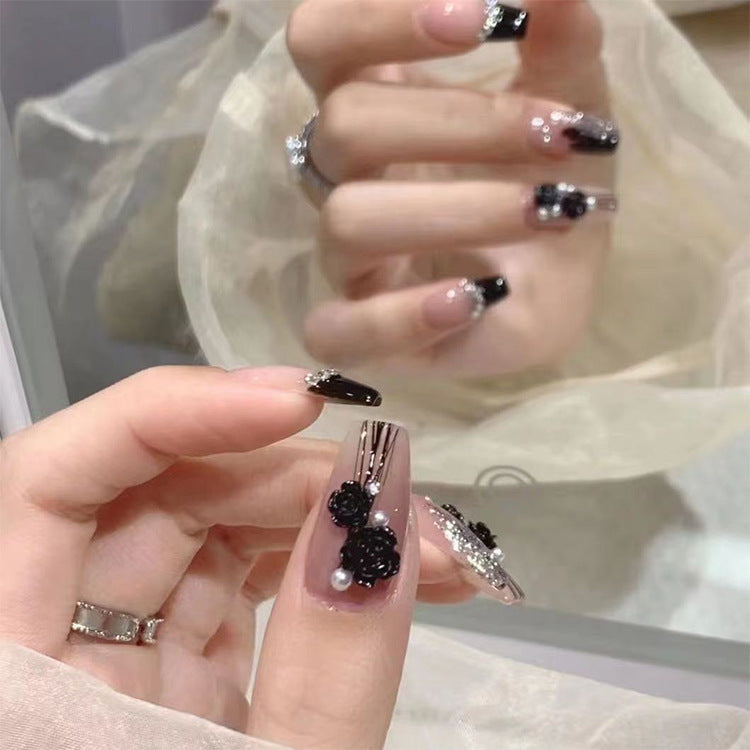 Decorative Rhinestone-Embedded Press-On Nails Bowlift