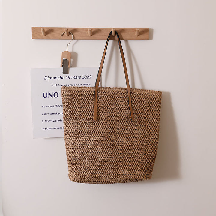 Braided shopping bag with elegant leather handles Bowlift