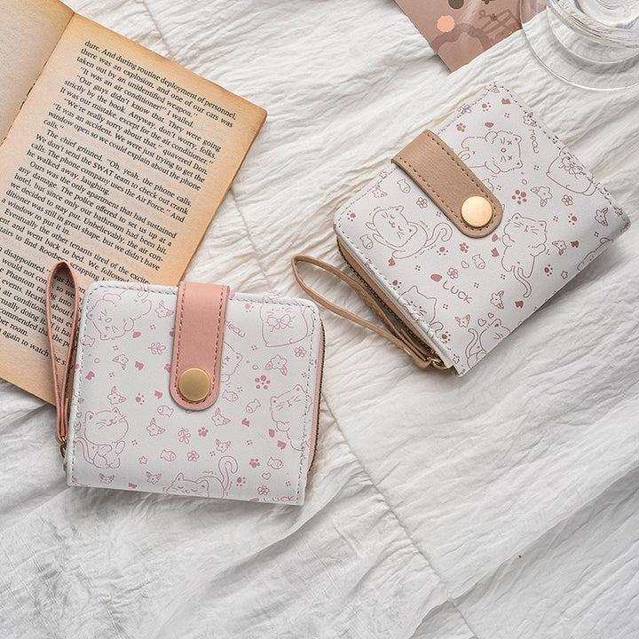 Cute Cat-Themed Zippered Coin Wallet Bowlift