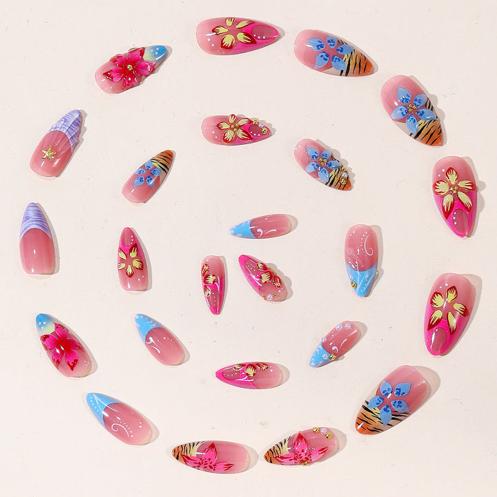 Artistic 3D Floral Nail Extensions Bowlift