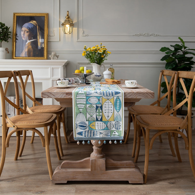 Artistic Fish Pattern Table Runner