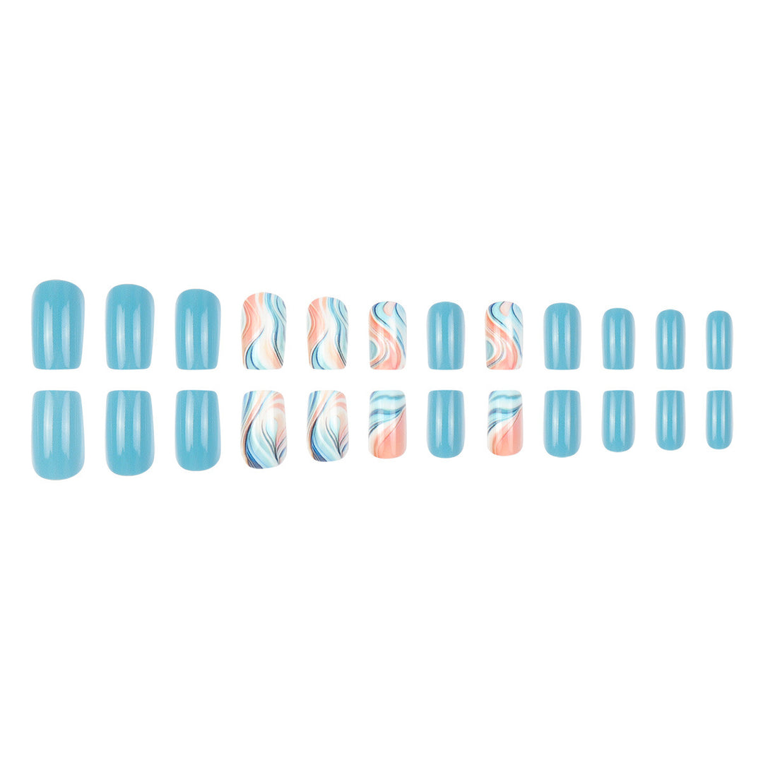 Marble-Effect Press-On Nail Set Bowlift