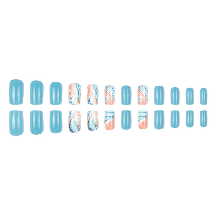 Marble-Effect Press-On Nail Set Bowlift