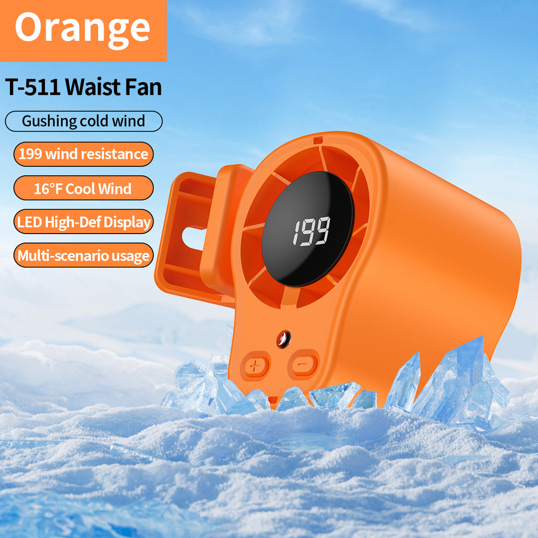Unisex nan portable clip-on waist cooling fan with LED display Bowlift
