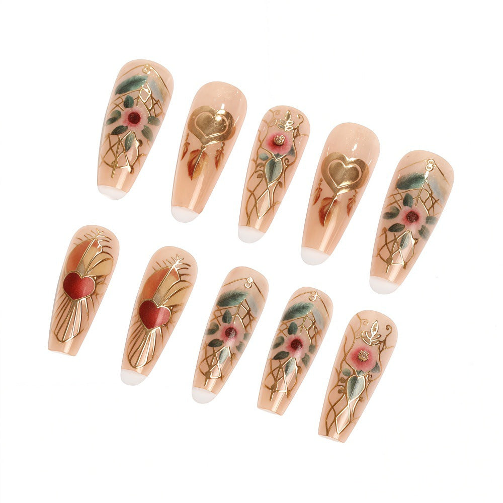 Creative artificial nails with floral and romantic design Bowlift