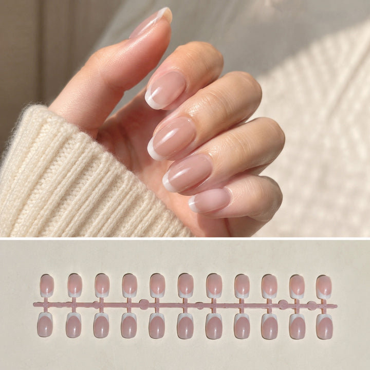 Chic French Tip Press-On Nail Art Set Bowlift