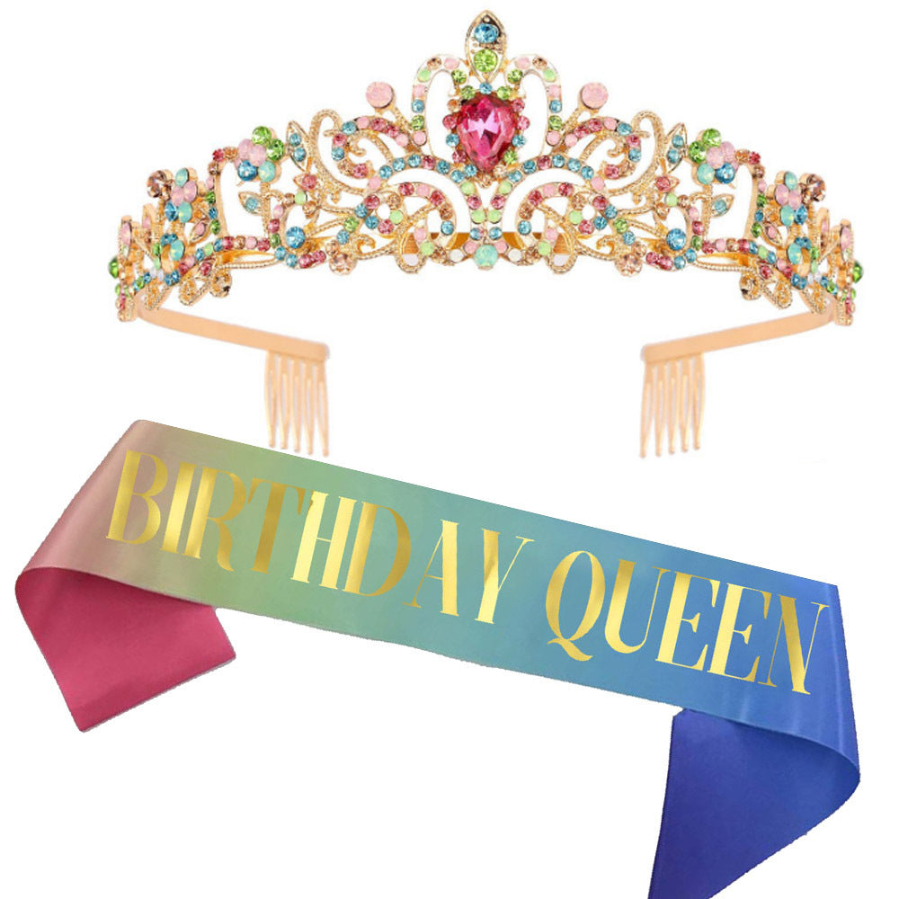 Ladies Glittering Tiara with Sparkling Rhinestones Bowlift