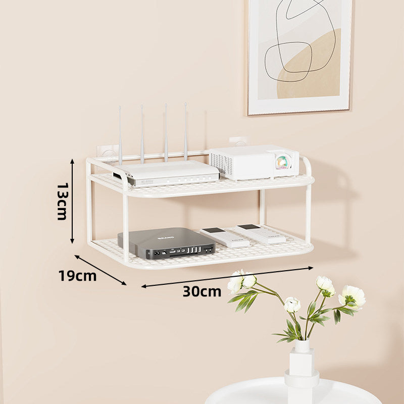 Wall-Mounted Ventilated Steel Dual-Tech Shelf for Routers and Media Devices
